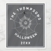 Étiquette Pour Bouteilles De Vin Éffrayant Spider dans Spider Web (Étiquettes simples)