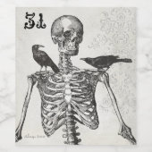 Étiquette Pour Bouteilles De Vin Éffrayant squelette & crows vin étiquette (Étiquettes simples)
