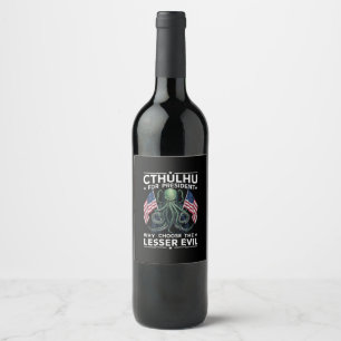 Étiquette Pour Bouteilles De Vin Élections amusantes 2024 Cthulhu pour président