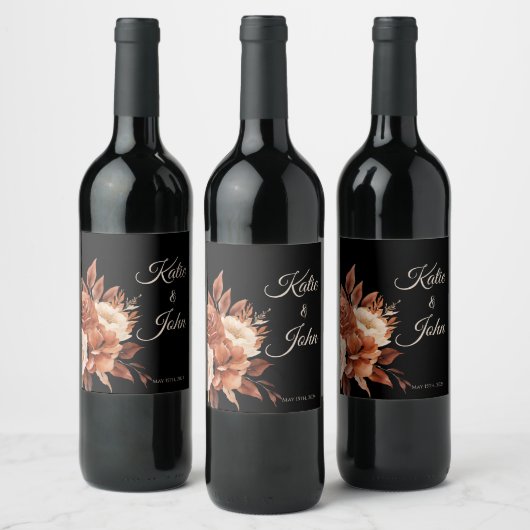 Étiquette Pour Bouteilles De Vin Elégance d'automne de l'aquarelle Mariage- (Bouteilles)