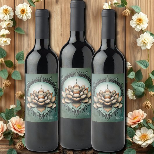 Étiquette Pour Bouteilles De Vin Elégance méditative. Fleur de lotus exquise