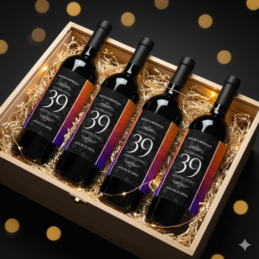 Étiquette Pour Bouteilles De Vin Élégant 39e anniversaire du Mariage d'âge