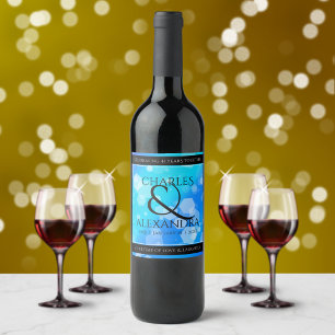 Étiquette Pour Bouteilles De Vin Élégant 41ème anniversaire Mariage de Topaz Bleu
