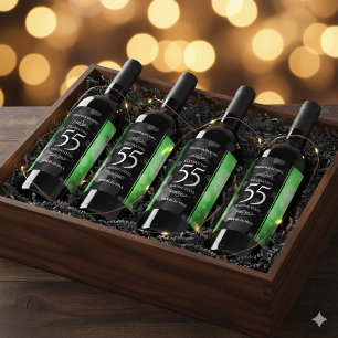 Étiquette Pour Bouteilles De Vin Élégant 55e anniversaire de Mariage d'émeraude
