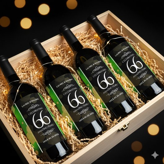 Étiquette Pour Bouteilles De Vin Élégant 66ème anniversaire de Mariage Titanite