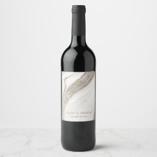 Étiquette Pour Bouteilles De Vin Élégant Abstrait en marbre doré clair Mariage d'âg