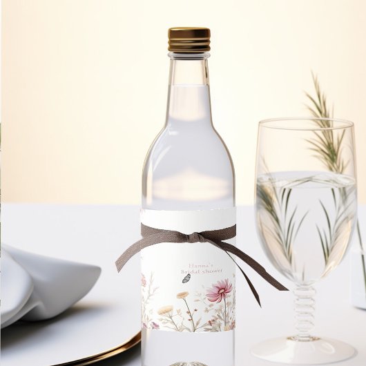 Étiquette Pour Bouteilles De Vin Elégant Amour en fleur Douche nuptiale