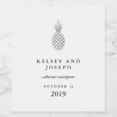 Étiquette Pour Bouteilles De Vin Élégant ananas en argent (Étiquettes simples)
