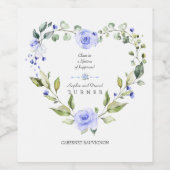 Étiquette Pour Bouteilles De Vin Elégant Aquarelle bleu Fleurs Mariage de couronnes (Étiquettes simples)
