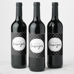 Étiquette Pour Bouteilles De Vin Elégant Avocat du Futur Chèque Motif Personnalisé