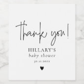 Étiquette Pour Bouteilles De Vin Élégant Baby shower de calligraphie Merci (Étiquettes simples)