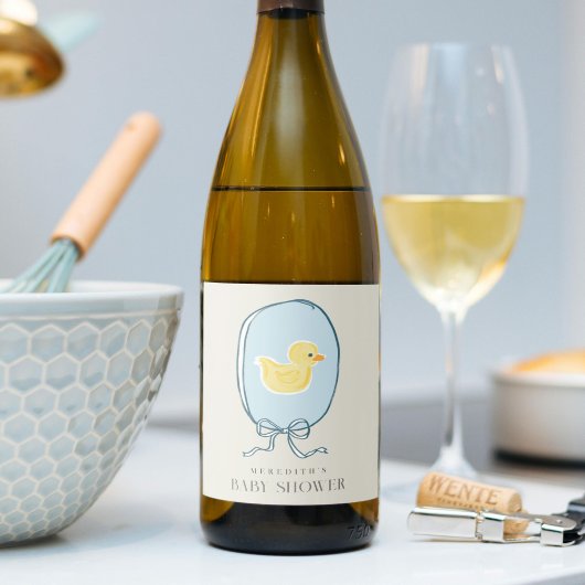 Étiquette Pour Bouteilles De Vin Élégant Baby shower en caoutchouc Ducky