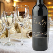 Étiquette Pour Bouteilles De Vin Elégant Black Gold Agate 60e anniversaire