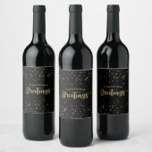 Étiquette Pour Bouteilles De Vin Elégant Black Gold Noël salutations (Bouteilles)