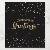 Étiquette Pour Bouteilles De Vin Elégant Black Gold Noël salutations (Étiquettes simples)