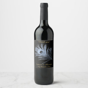 ÉTIQUETTE POUR BOUTEILLES DE VIN ÉLÉGANT BLEU PEACOCK NOIR ÉTIQUETTE DE VIN PERSONN
