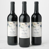 Étiquette Pour Bouteilles De Vin Elegant Blue Floral Winter Wedding Wine Label (Bouteilles)