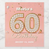 Étiquette Pour Bouteilles De Vin Élégant Blush Pink Pearly Gold 60e anniversaire (Étiquettes simples)