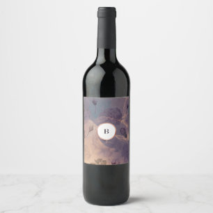 Étiquette Pour Bouteilles De Vin Élégant Boho clair Floral violet Rose Mariage or