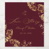 Étiquette Pour Bouteilles De Vin Elegant Boho | Mariage d'automne de l'or de Bourgo (Étiquettes simples)