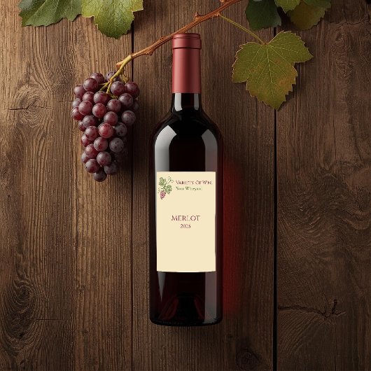 Étiquette Pour Bouteilles De Vin Elegant Botanical Grapevine Design