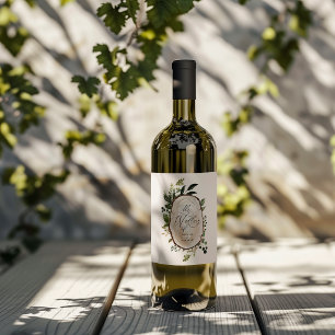 Étiquette Pour Bouteilles De Vin Élégant Botanique Rustique verdure fête de mariage