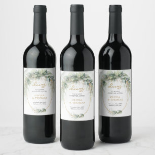 Étiquette Pour Bouteilles De Vin Élégant botanique vert eucalyptus géométrique or