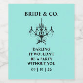 Étiquette Pour Bouteilles De Vin Elegant Bride & Co. Réception de Mariage Sarcelle (Étiquettes simples)