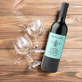 Étiquette Pour Bouteilles De Vin Elegant Bride & Co. Réception de Mariage Sarcelle