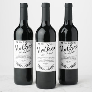 Étiquette Pour Bouteilles De Vin Élégant cadeau Mariage de belle-mère noire et blan