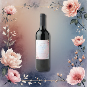 Étiquette Pour Bouteilles De Vin Elégant cadre rose floral douce Pastel mariage lum