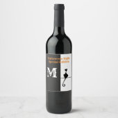 Étiquette Pour Bouteilles De Vin Élégant chat noir avec classique initial (Devant)