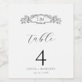 Étiquette Pour Bouteilles De Vin Élégant & Chic mariage monogramme de crête botaniq (Étiquettes simples)