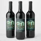 Étiquette Pour Bouteilles De Vin Elégant Chic Turquoise et métal or 30e anniversair (Bouteilles)