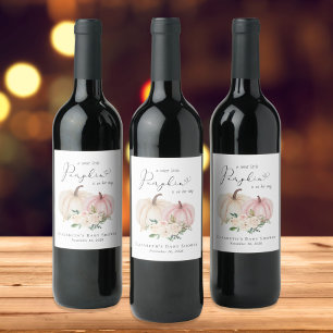 Étiquette Pour Bouteilles De Vin Elégant Citrouille Floral Aquarelle bébé fille dou