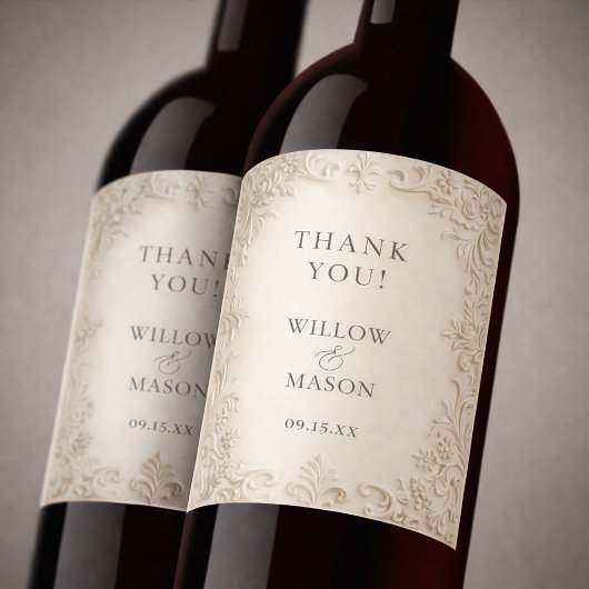 Étiquette Pour Bouteilles De Vin Elegant Classic Scrollwork Baroque Wedding