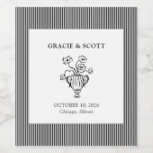 Étiquette Pour Bouteilles De Vin Élégant classique noir et blanc main tiré Mariage (Étiquettes simples)