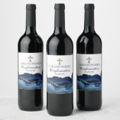 Étiquette Pour Bouteilles De Vin Élégant Confirmation Croix Marine Blue Gold Custom (Bouteilles)