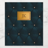 Étiquette Pour Bouteilles De Vin Élégant Cuir Vert, Diamants, Monogramme (Étiquettes simples)