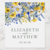 Étiquette Pour Bouteilles De Vin Elégant Dusty Fleur sauvage Jaune Boho Mariage (Étiquettes simples)