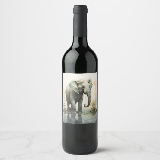 Étiquette Pour Bouteilles De Vin Elégant éléphant (Devant)