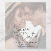 Étiquette Pour Bouteilles De Vin Elegant Engagement Photo Script Wedding  (Étiquettes simples)