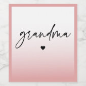 Étiquette Pour Bouteilles De Vin Élégant et subtil Pink Grandma Script Cadeau (Étiquettes simples)