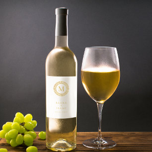 Étiquette Pour Bouteilles De Vin Elégant Étiquette de vin Monogram Gold Deco