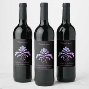 ÉTIQUETTE POUR BOUTEILLES DE VIN ÉLÉGANT ÉTIQUETTE VIN PURPLE ROSE DIAMOND