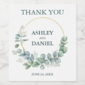 Étiquette Pour Bouteilles De Vin Elégant Eucalyptus moderne Mariage or (Étiquettes simples)