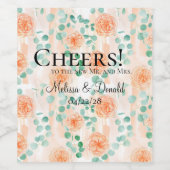 Étiquette Pour Bouteilles De Vin Elégant Eucalyptus Peach Floral (Étiquettes simples)