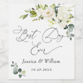 Étiquette Pour Bouteilles De Vin Elégant Eucalyptus White Roses Mariage (Étiquettes simples)