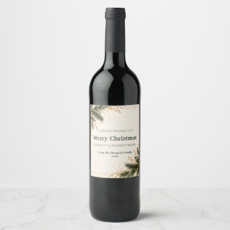 Étiquette Pour Bouteilles De Vin Elegant Evergreen Gold Christmas Wine Label