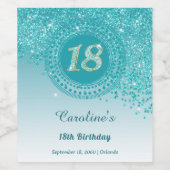 Étiquette Pour Bouteilles De Vin Elégant Falling Turquoise Blue Parties scintillant (Étiquettes simples)